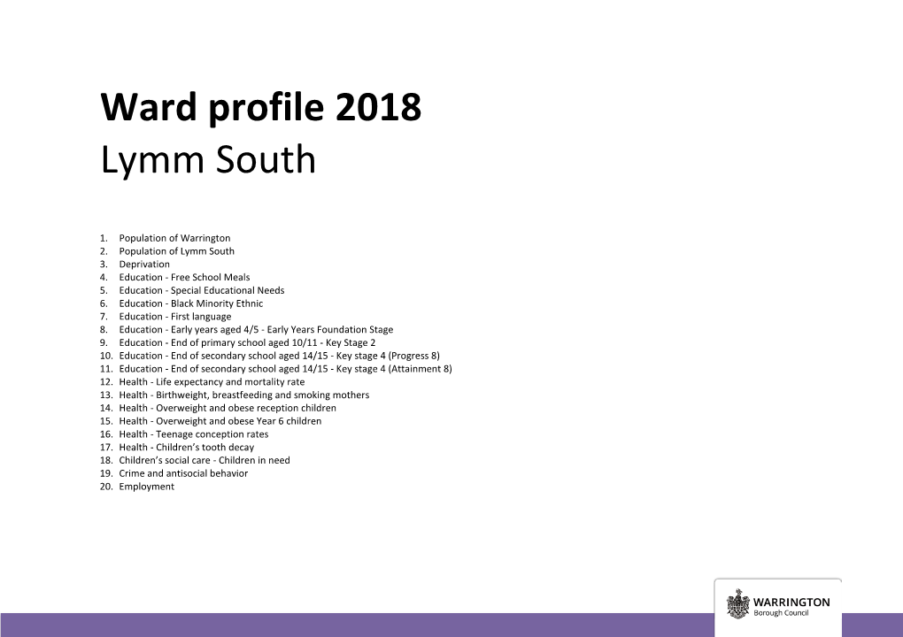 Lymm South Ward Profile 2018