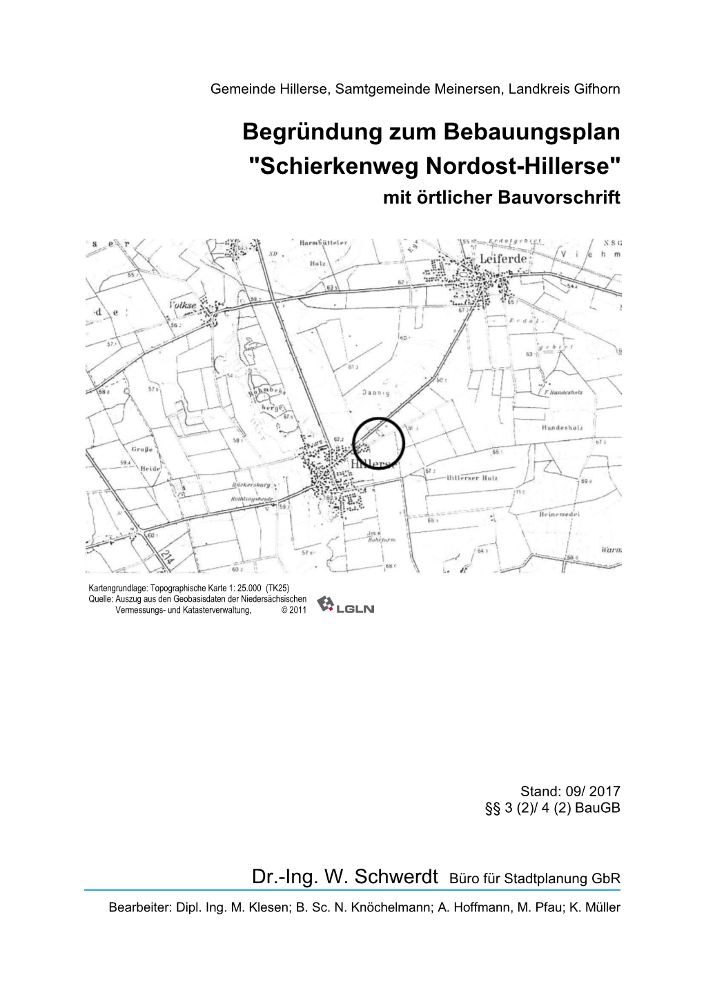 Schierkenweg Nordost-Hillerse" Mit Örtlicher Bauvorschrift