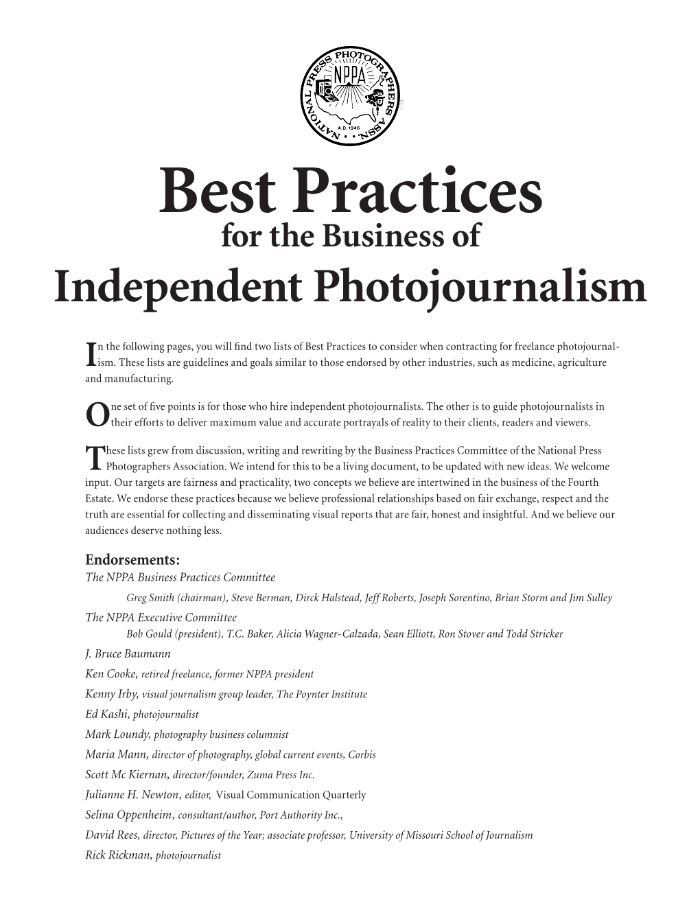 Best Practices for the Business of Independent Photojournalism