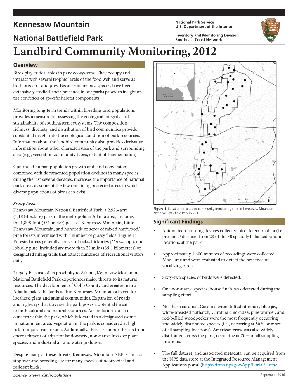 Kennesaw Mountain National Battlefield Park Landbird Community Monitoring