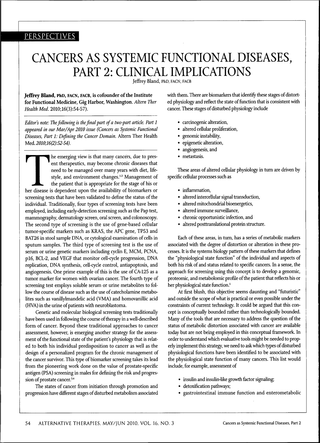 Cancers As Systemic Functional Diseases