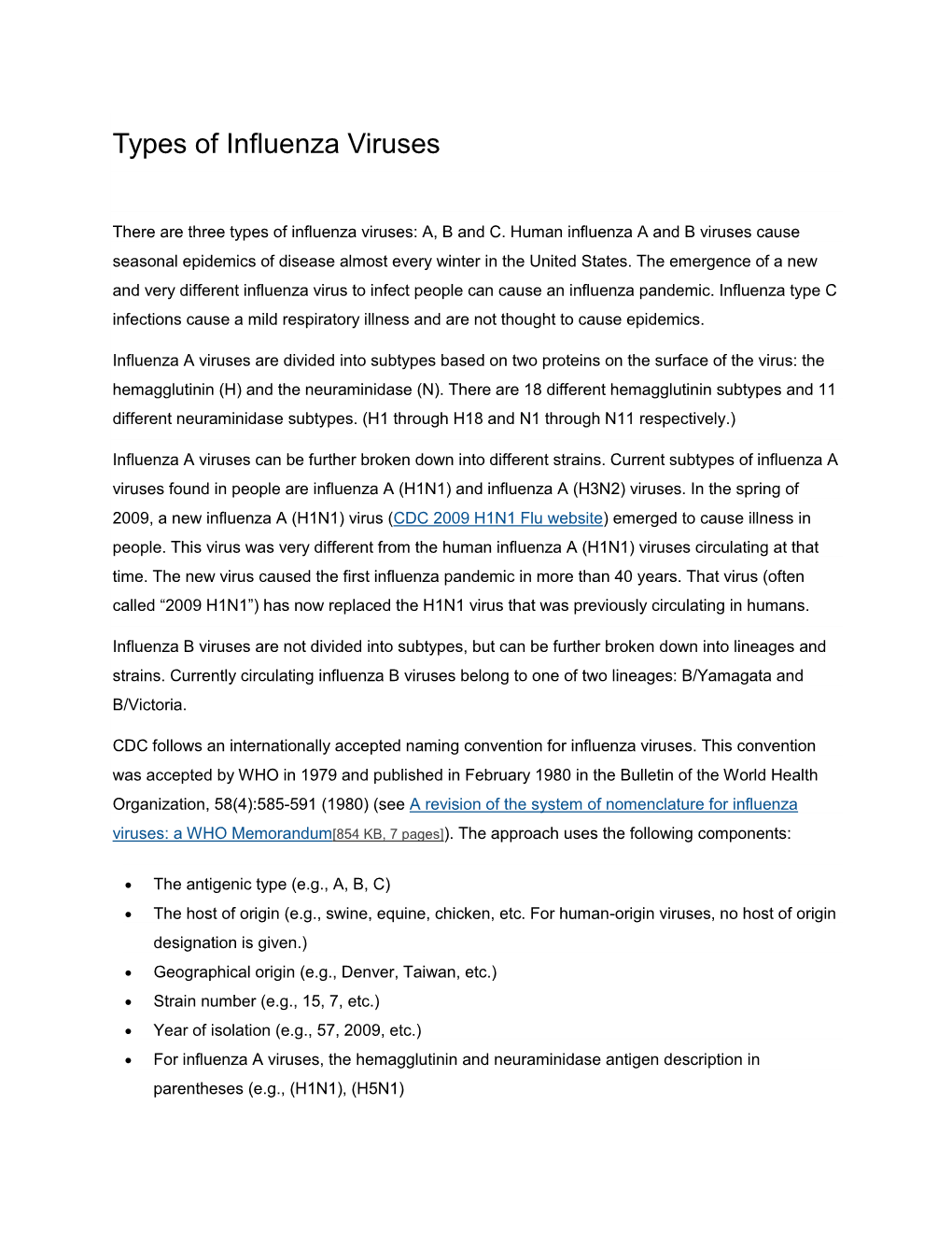 Types of Influenza Viruses