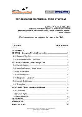 Anti-Terrorist Responses in Crisis Situations