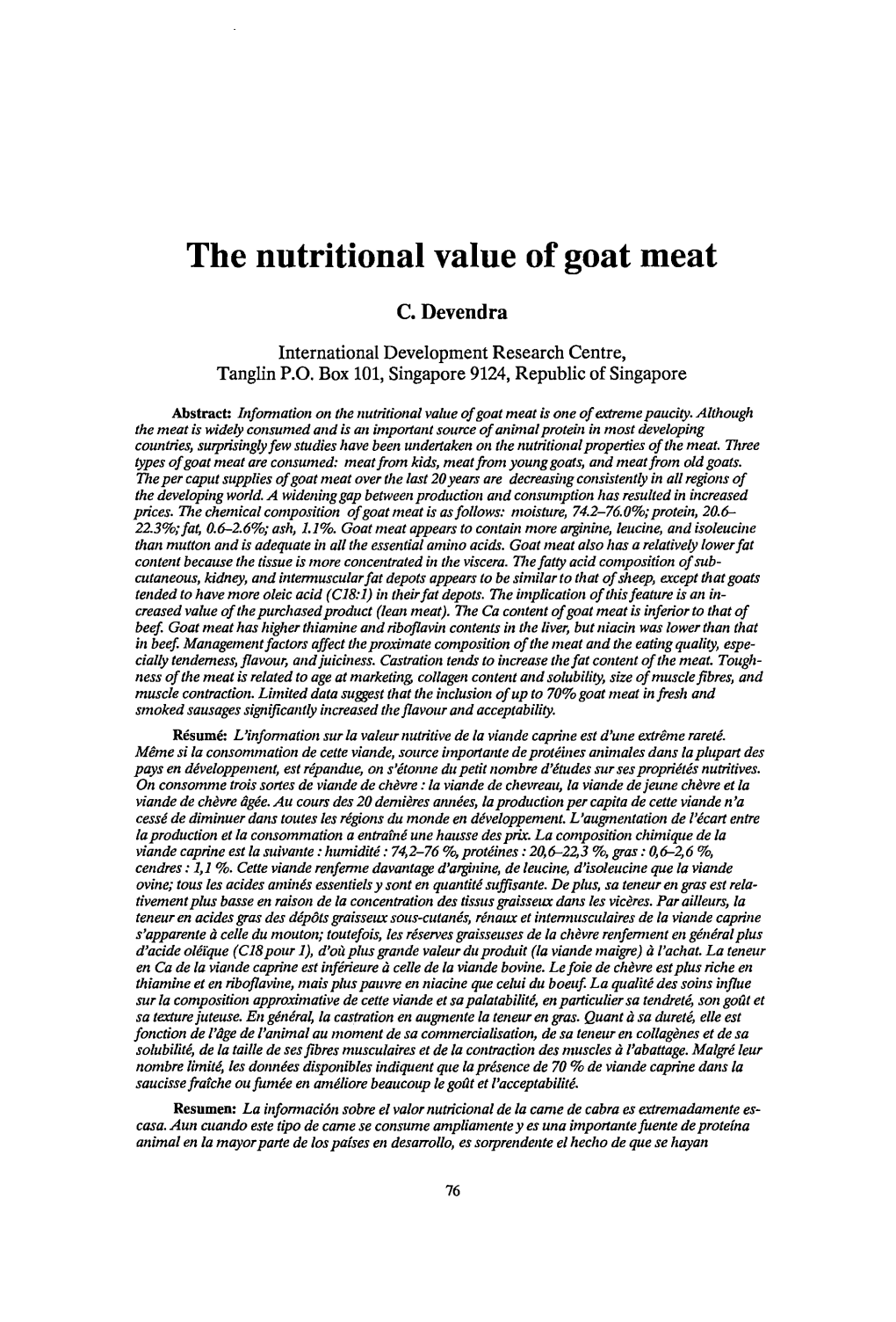 The Nutritional Value of Goat Meat