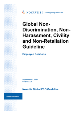 Global Non-Discrimination, Non-Harassment, Civility and Non-Retaliation Guideline