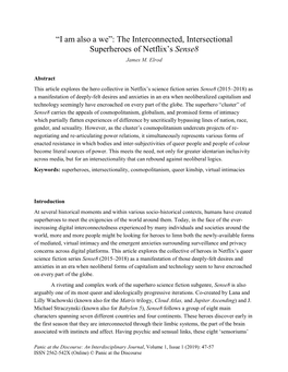 “I Am Also a We”: the Interconnected, Intersectional Superheroes of Netflix's Sense8