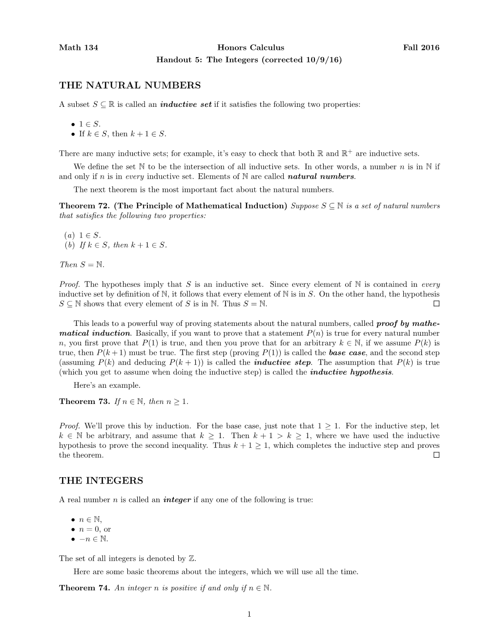 The Natural Numbers the Integers