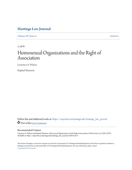 Homosexual Organizations and the Right of Association Lawrence A