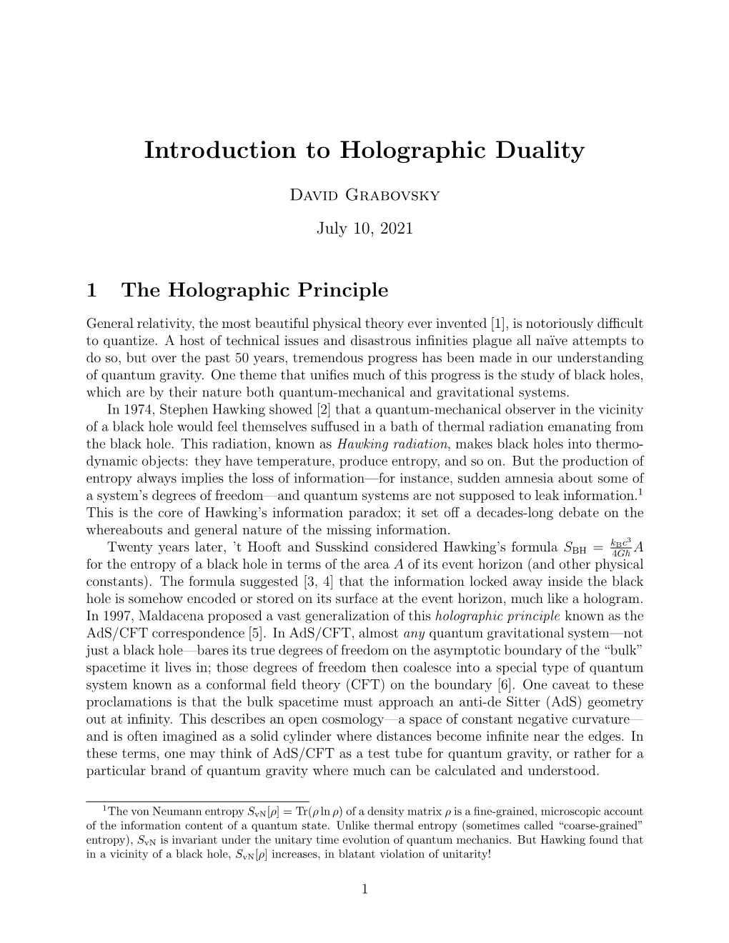 Introduction to Holographic Duality