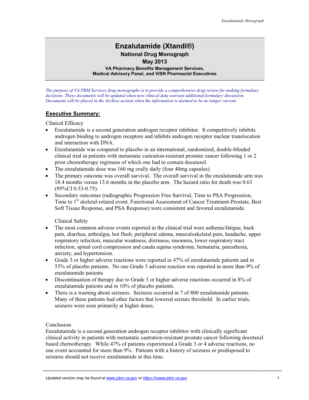 Enzalutamide Drug Monograph