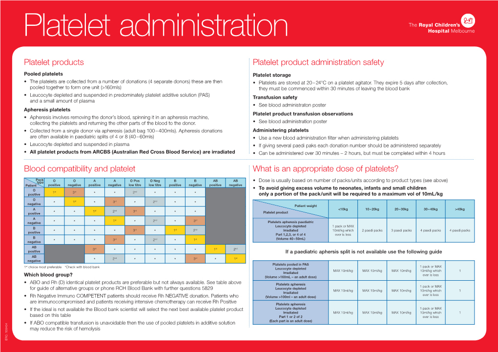 Platelet Product Administration Safety