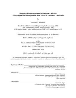 Tropical Cyclones Within the Sedimentary Record: Analyzing Overwash Deposition from Event to Millennial Timescales