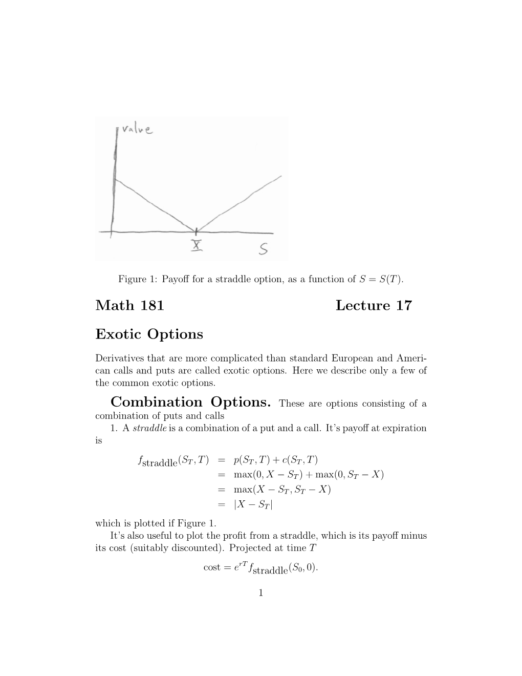 Math 181 Lecture 17 Exotic Options