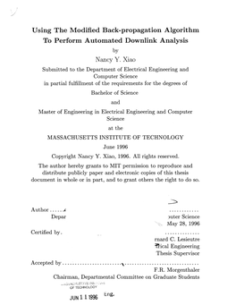 Using the Modified Back-Propagation Algorithm to Perform Automated Downlink Analysis by Nancy Y