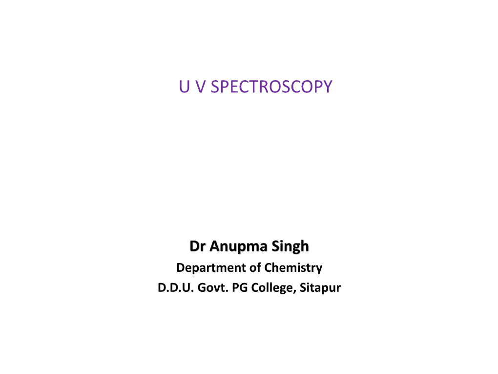 UV Spectroscopyspectroscopy