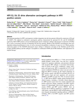 HPV E2, E4, E5 Drive Alternative Carcinogenic Pathways in HPV Positive Cancers