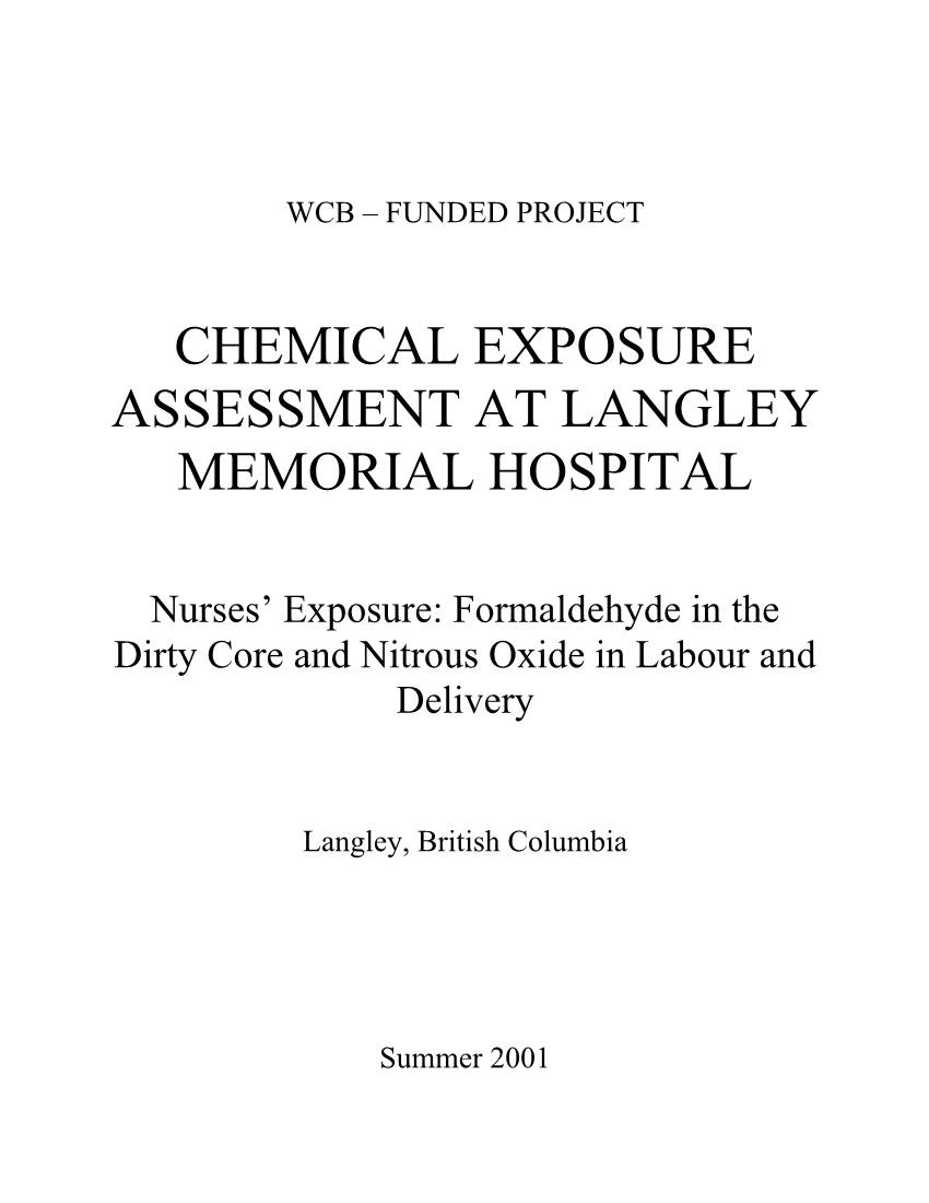 Chemical Exposure Assessment at Langley Memorial Hospital