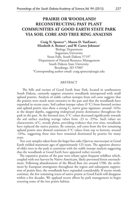 Prairie Or Woodland? Reconstructing Past Plant Communities at Good Earth State Park Via Soil Core and Tree Ring Analysis