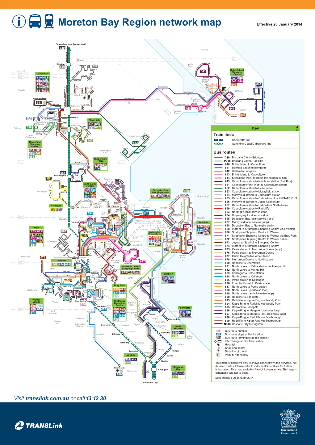 Moreton Bay Region Network Map Effective 20 January 2014