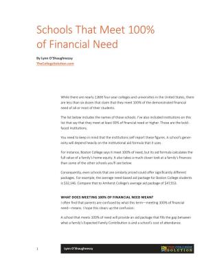 Schools That Meet 100% of Financial Need