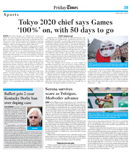 Tokyo 2020 Chief Says Games