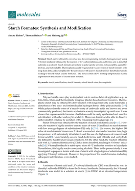 Starch Formates: Synthesis and Modification