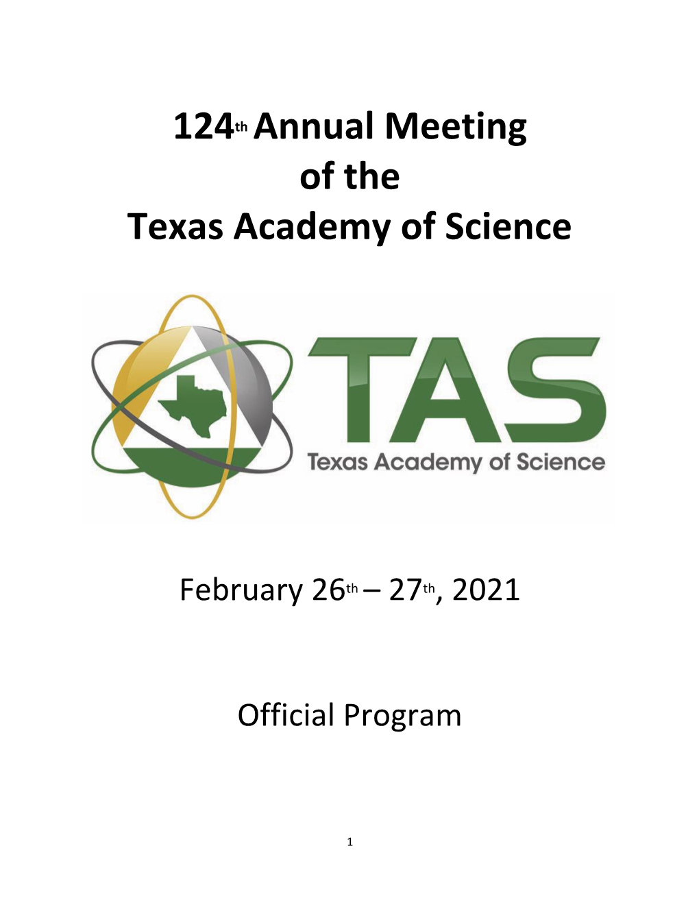 124Th Annual Meeting of the Texas Academy of Science