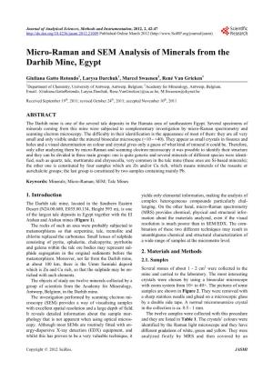 Micro-Raman and SEM Analysis of Minerals from the Darhib Mine, Egypt