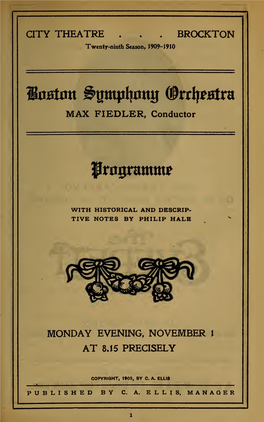 Boston Symphony Orchestra Concert Programs, Season 29,1909