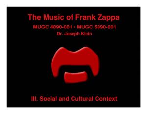 The Music of Frank Zappa MUGC 4890-001 • MUGC 5890-001 Dr