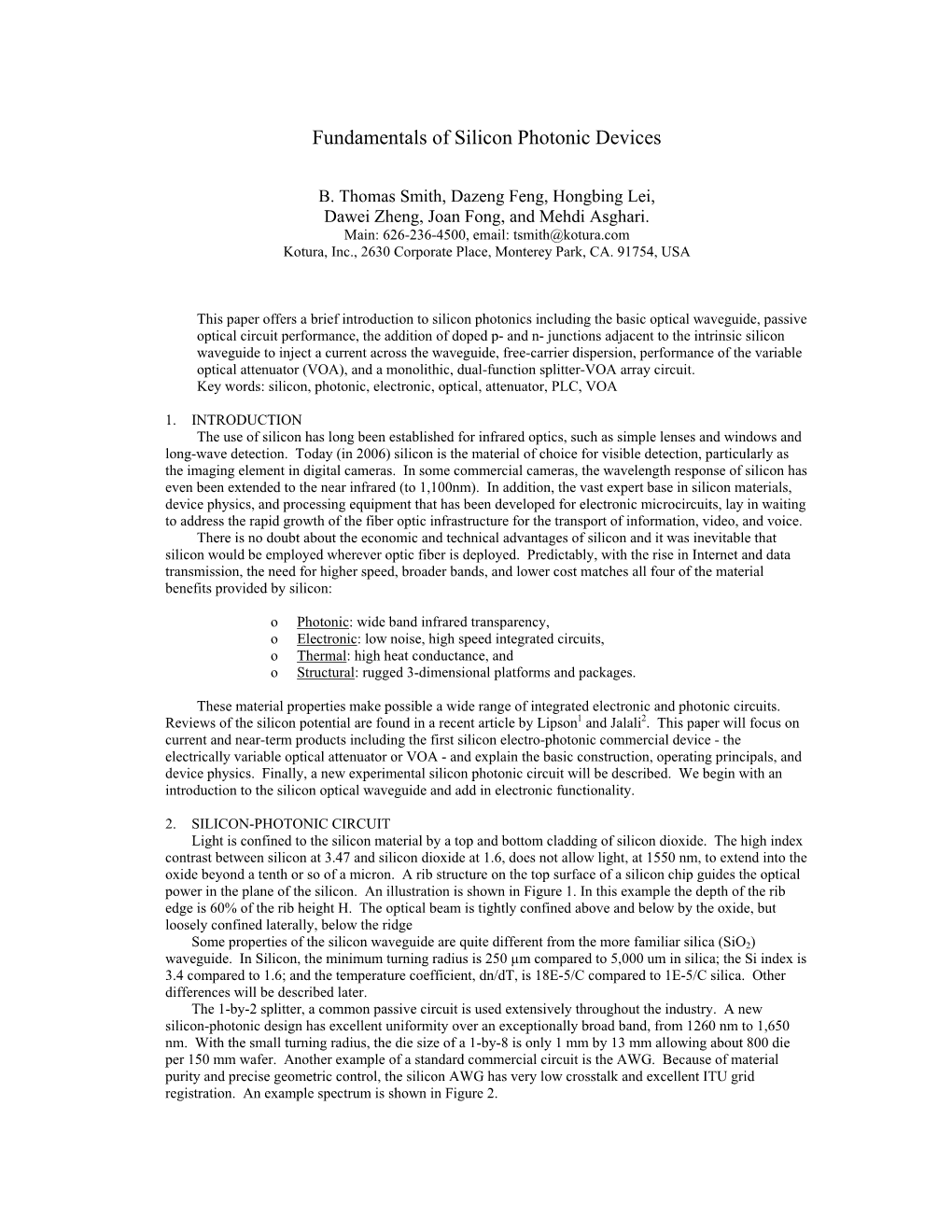 Fundamentals of Silicon Photonic Devices