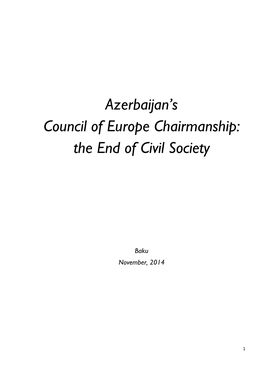 Azerbaijan's Council of Europe Chairmanship: the End of Civil