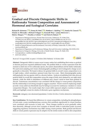 Gradual and Discrete Ontogenetic Shifts in Rattlesnake Venom Composition and Assessment of Hormonal and Ecological Correlates