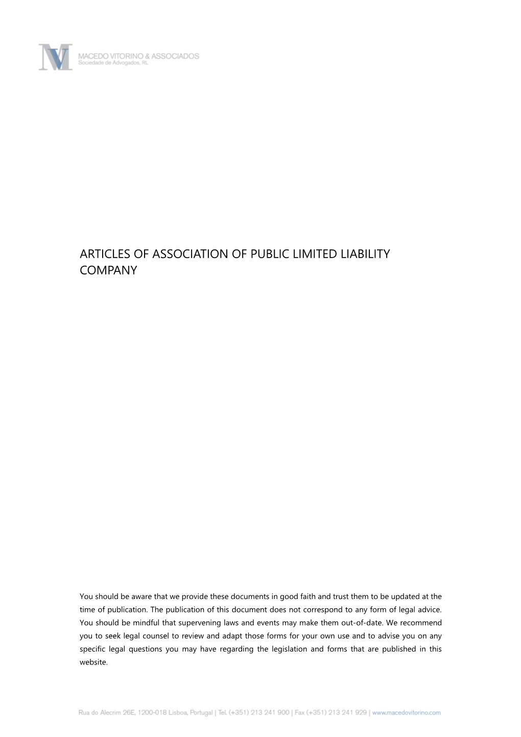 Articles of Association of Public Limited Liability Company