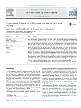 Transtensional Deformation of Montserrat Revealed by Shear Wave Splitting ∗ Alan F