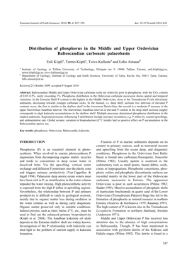 Distribution of Phosphorus in the Middle and Upper Ordovician Baltoscandian Carbonate Palaeobasin