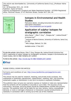 Application of Sulphur Isotopes for Stratigraphic Correlation Adina Paytan a , Ellen T