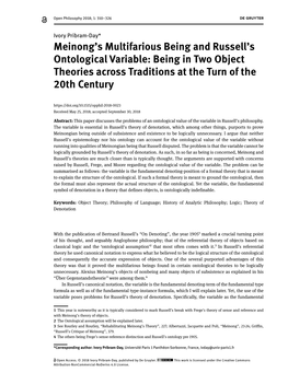 Meinong's Multifarious Being and Russell's Ontological Variable