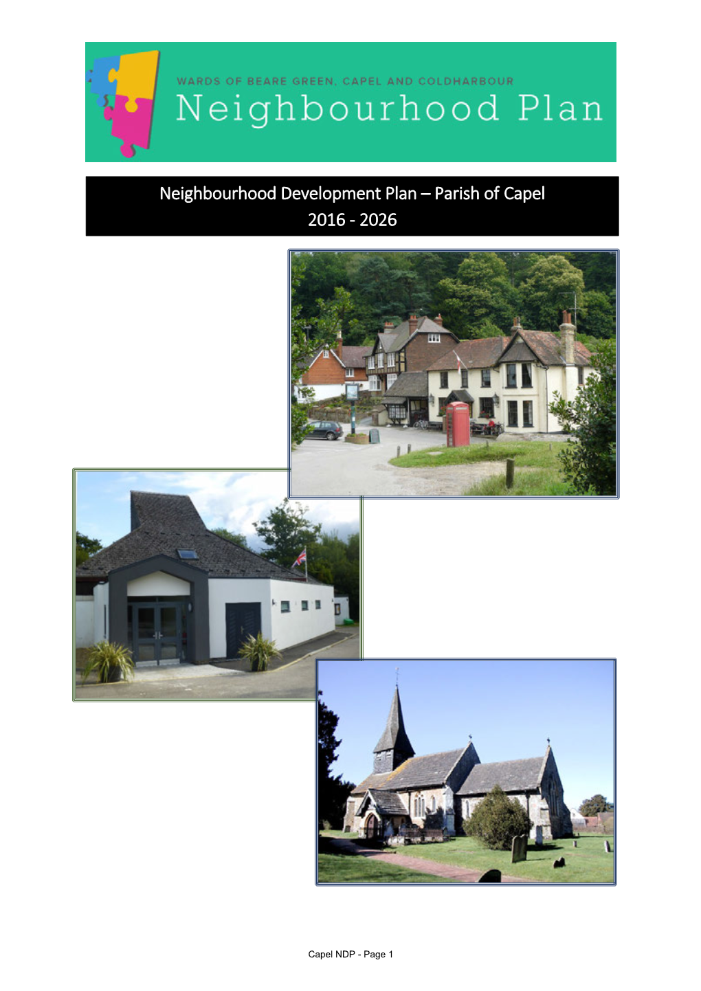 Neighbourhood Development Plan – Parish of Capel 2016 - 2026