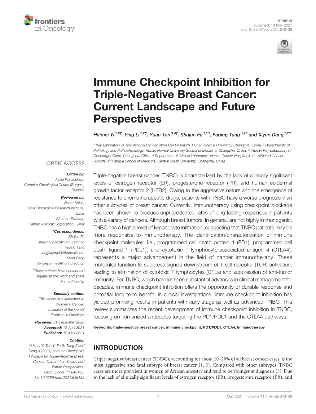 Immune Checkpoint Inhibition for Triple-Negative Breast Cancer: Current Landscape and Future Perspectives