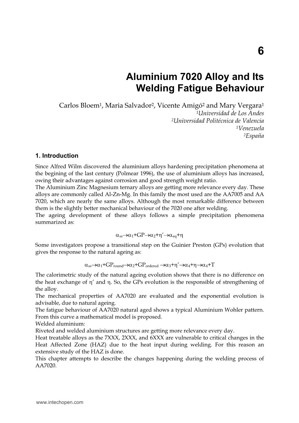 Aluminium 7020 Alloy and Its Welding Fatigue Behaviour