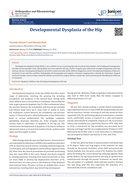 Developmental Dysplasia of the Hip