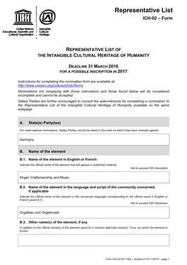 Representative List ICH-02 – Form