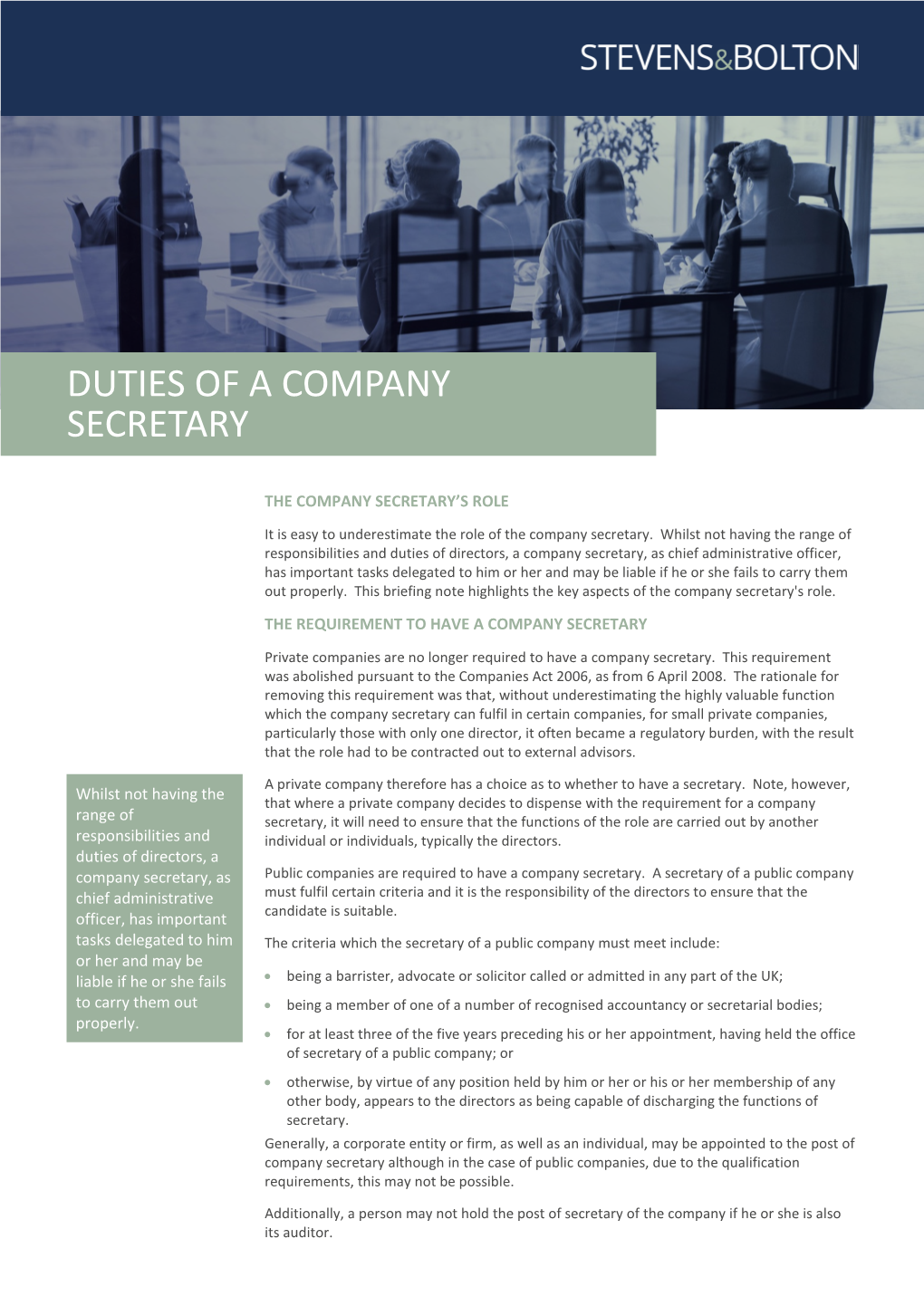 Duties of a Company Secretary