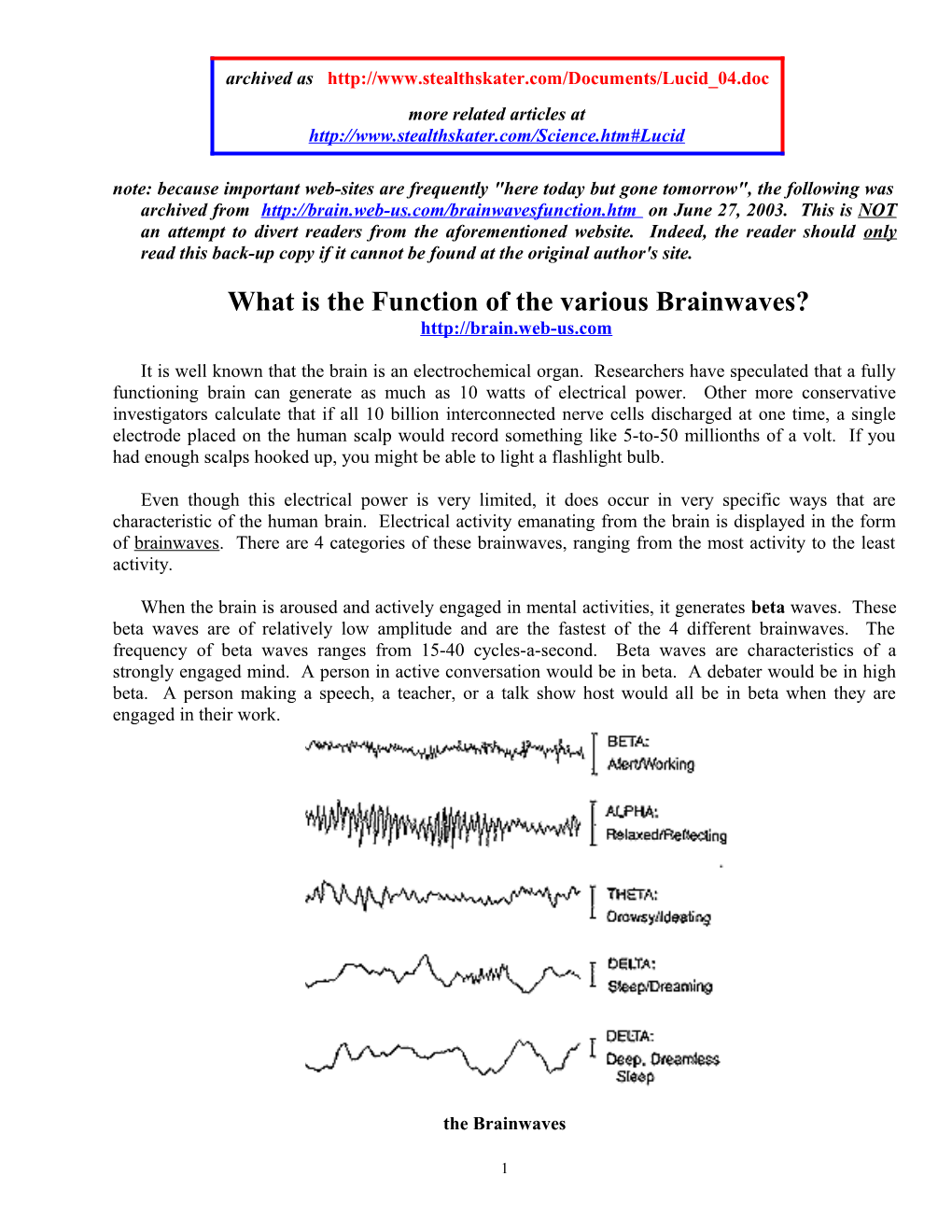 What Is the Function of the Various Brainwaves?