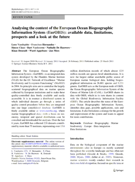Analysing the Content of the European Ocean Biogeographic Information System (Eurobis): Available Data, Limitations, Prospects and a Look at the Future