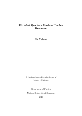 Ultra-Fast Quantum Random Number Generator