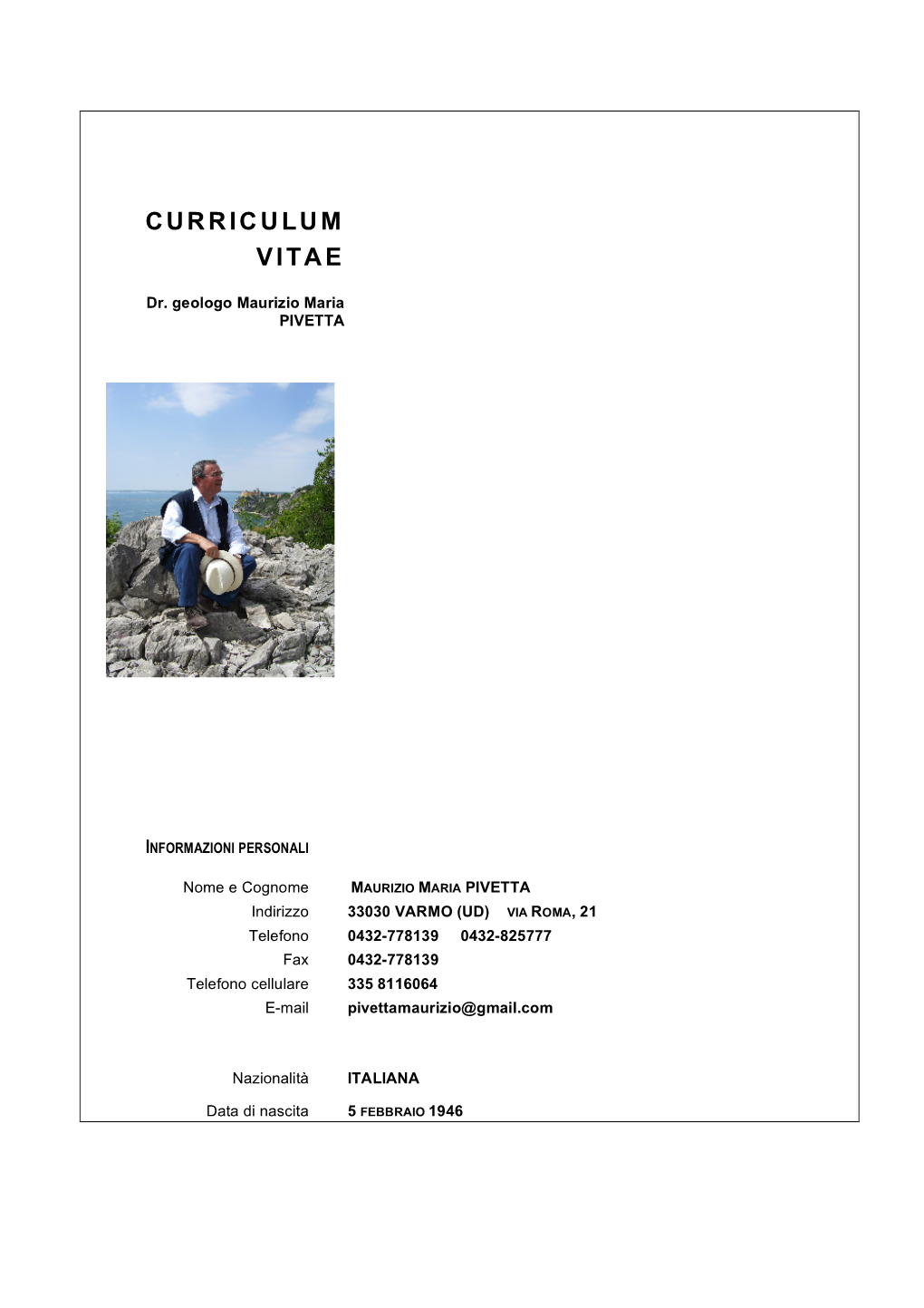 Curriculum Vitae Mmpivetta X Rivignano Teor 2015