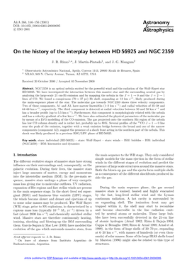 On the History of the Interplay Between HD 56925And NGC 2359