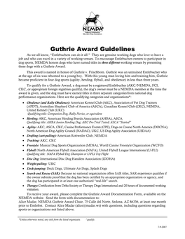 Guthrie Award Guidelines